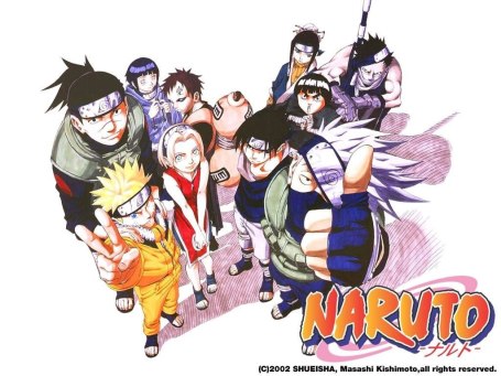 Naruto, Sasuke, Sakura, Kakashi, Iruka, Gaara, Lee, Haku, Zabuza, and Hinata